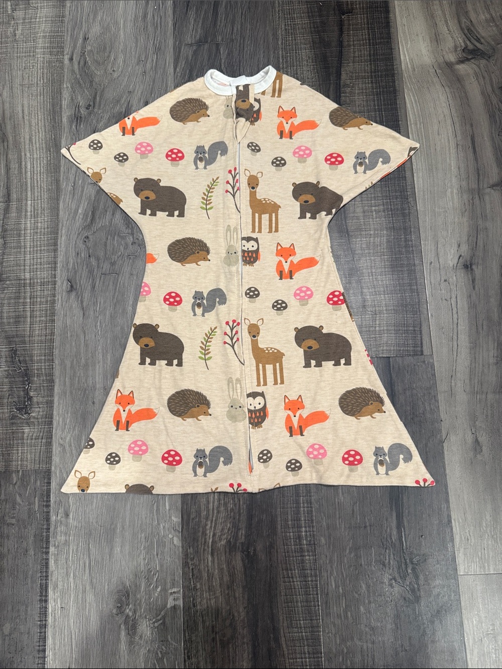 Woodland Animal Sleeved Swaddle - Beige with Orange & Brown